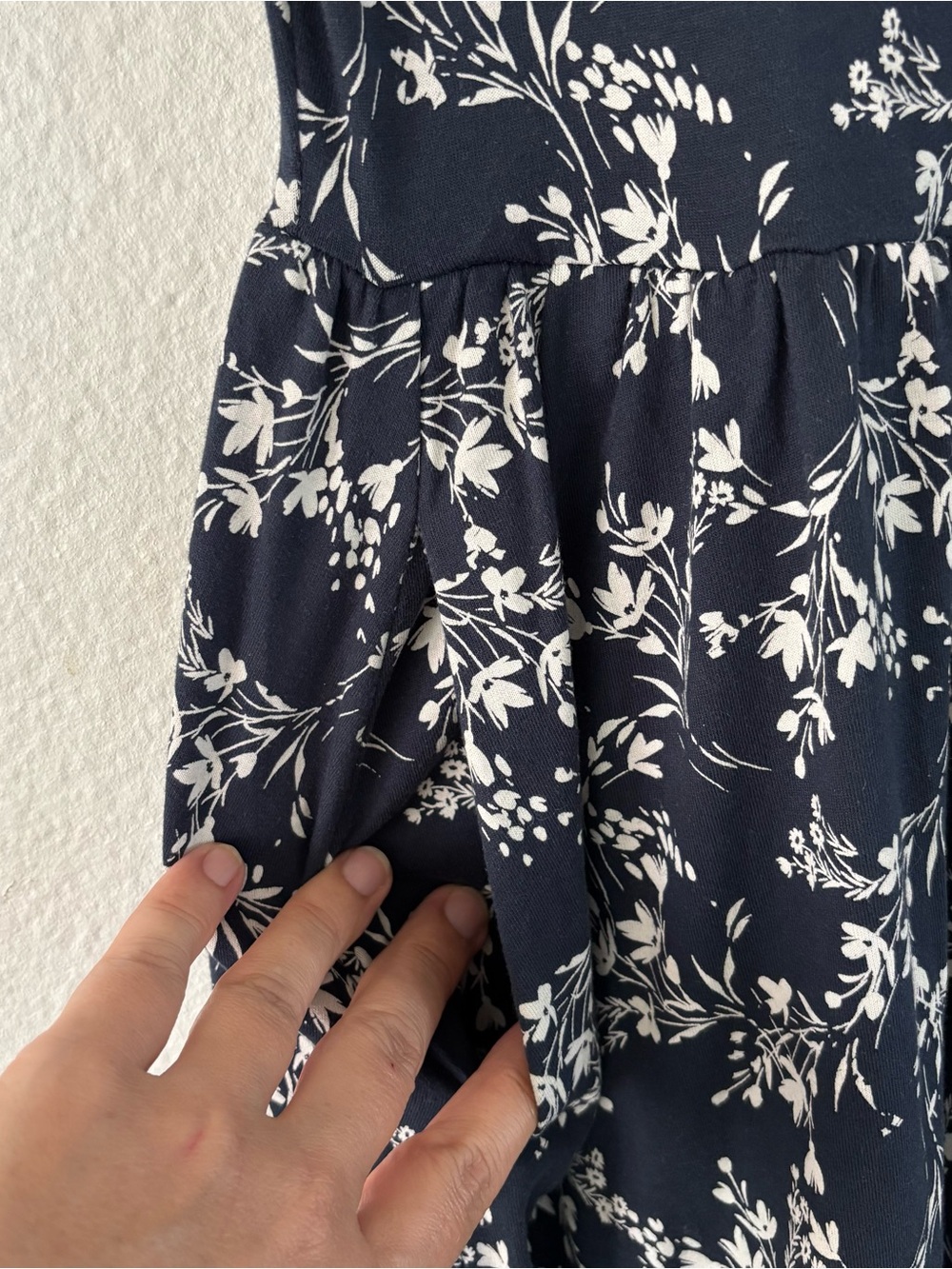 Pact Organic Cotton Fit & Flare Faux Wrap Dress Pocket Black White Floral S - Picture 5 of 9